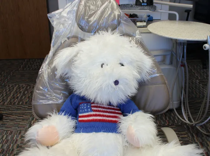 fuzzy white dog stuffed animal